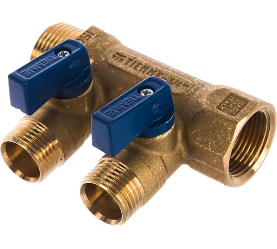 Изображение товара Коллектор Tiemme НВ 3/4', 2х1/2'х16 Н 36 мм, с кранами 1820002