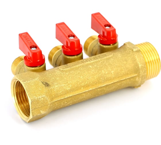 Изображение товара Коллектор Tiemme НВ 1', 3х1/2'х16 Н 36 мм, с кранами 1820005