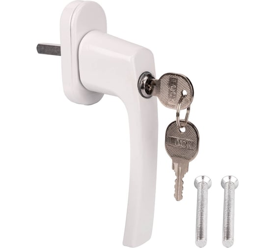 Изображение товара Ручка оконная Marlok металлическая, с замком, штифт 37 мм, 2 ключа, WW белый 016171