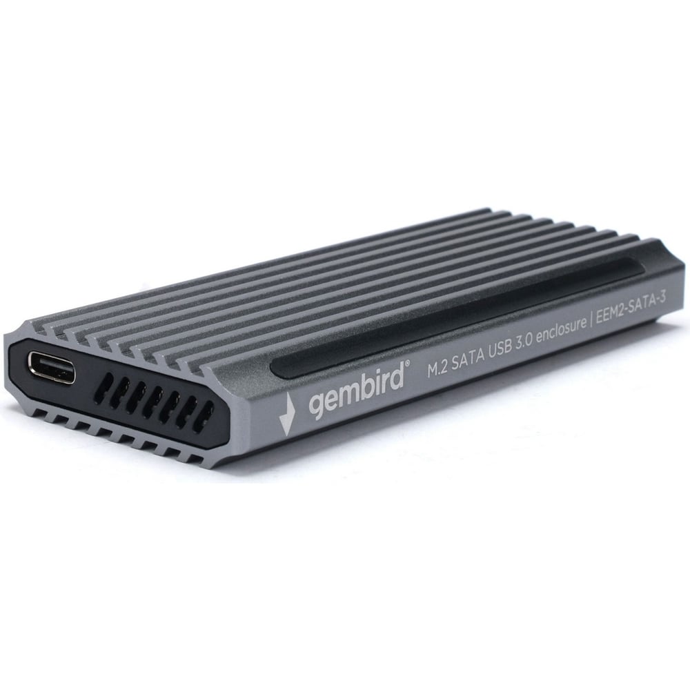 Изображение товара Внешний корпус Gembird USB 3.1 для M2 SATA с RGB подсветкой металлический серебристый