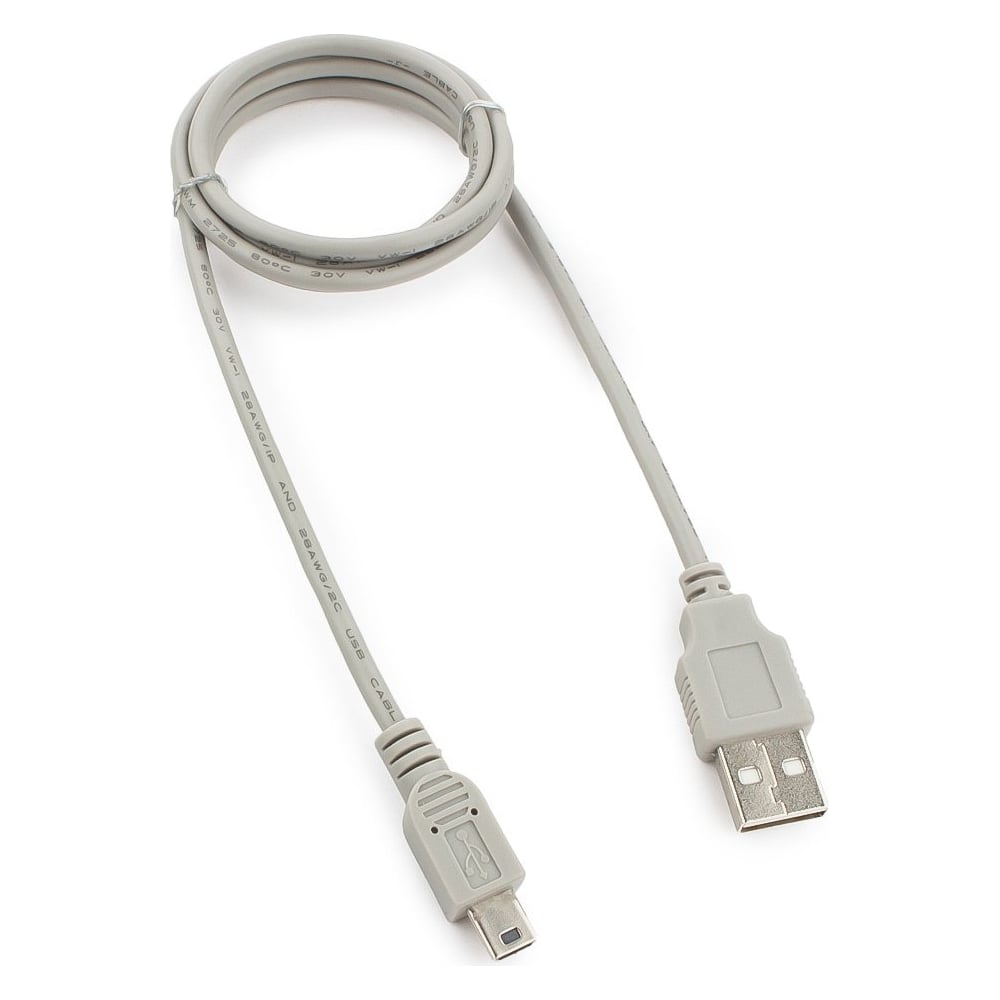 Изображение товара Кабель Cablexpert USB2.0 AM/MiniUSB 0.9м серый для подключения устройств