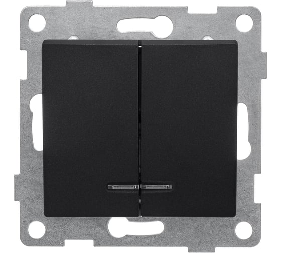 Изображение товара Механизм выключателя GUSI ELECTRIC Bravo 2 клавиши, индикатор, СУ, 10А, 250В, графит С10В28-010