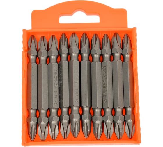 Изображение товара Набор бит двусторонних закаленных (10 шт; PH2; 65 мм; сталь S2) HARDEN 550603