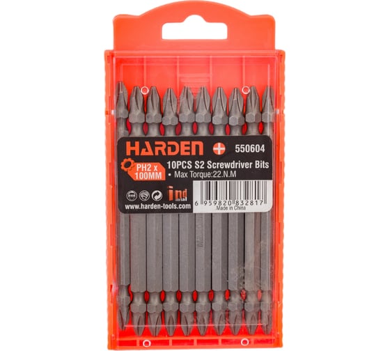 Изображение товара Набор бит двусторонних закаленных (10 шт; PH2; 100 мм; сталь S2) HARDEN 550604