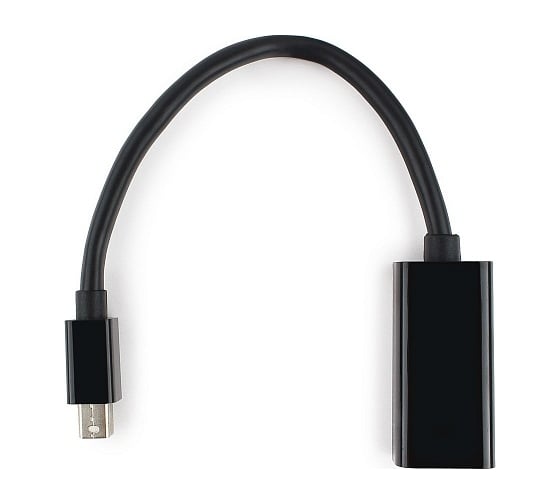 Изображение товара Переходник Cablexpert, miniDisplayPort - DisplayPort, 20M/20F, длина 16 см, черный, A-mDPM-DPF-001