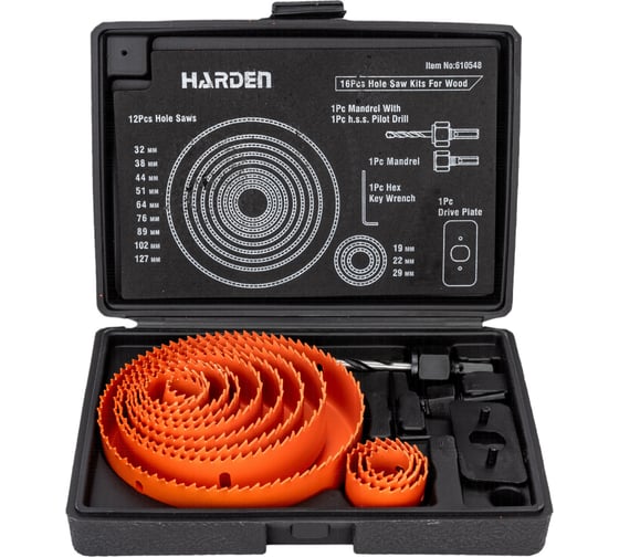 Изображение товара Набор коронок по дереву 16 предметов HARDEN 610548