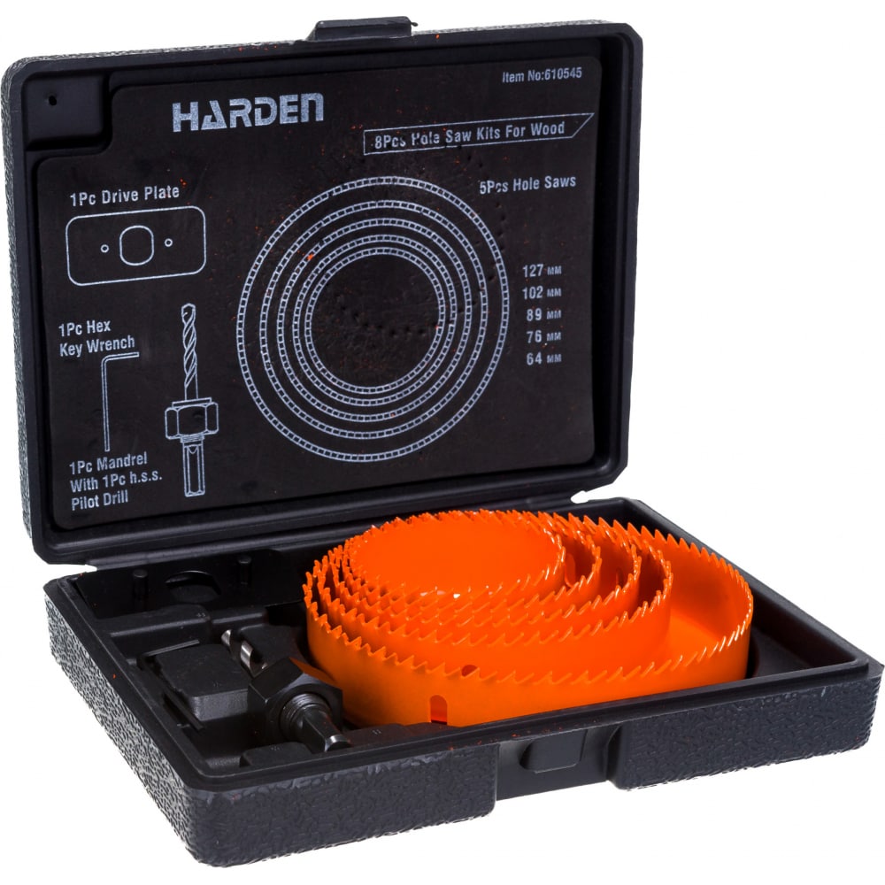 Набор коронок по дереву Harden 105402 набор приспособлений для сверления карманных отверстий katsu со столярным инструментом step bit woodworking