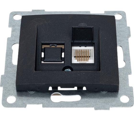 Изображение товара Механизм компьютерной розетки GUSI ELECTRIC Bravo RJ45, одинарной, СУ, графит С10К1-010