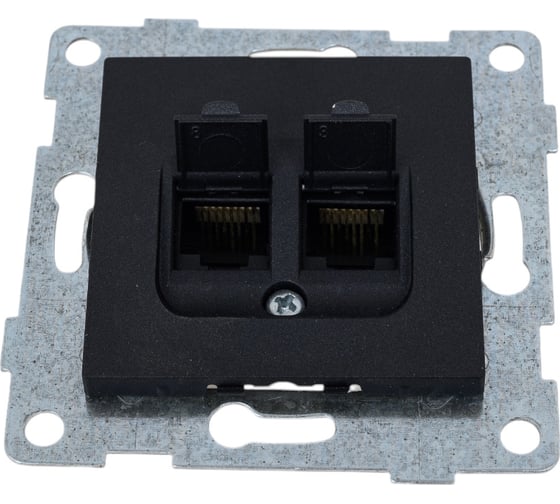Изображение товара Механизм компьютерной розетки GUSI ELECTRIC Bravo RJ45, двойной, СУ, графит С10К2-010