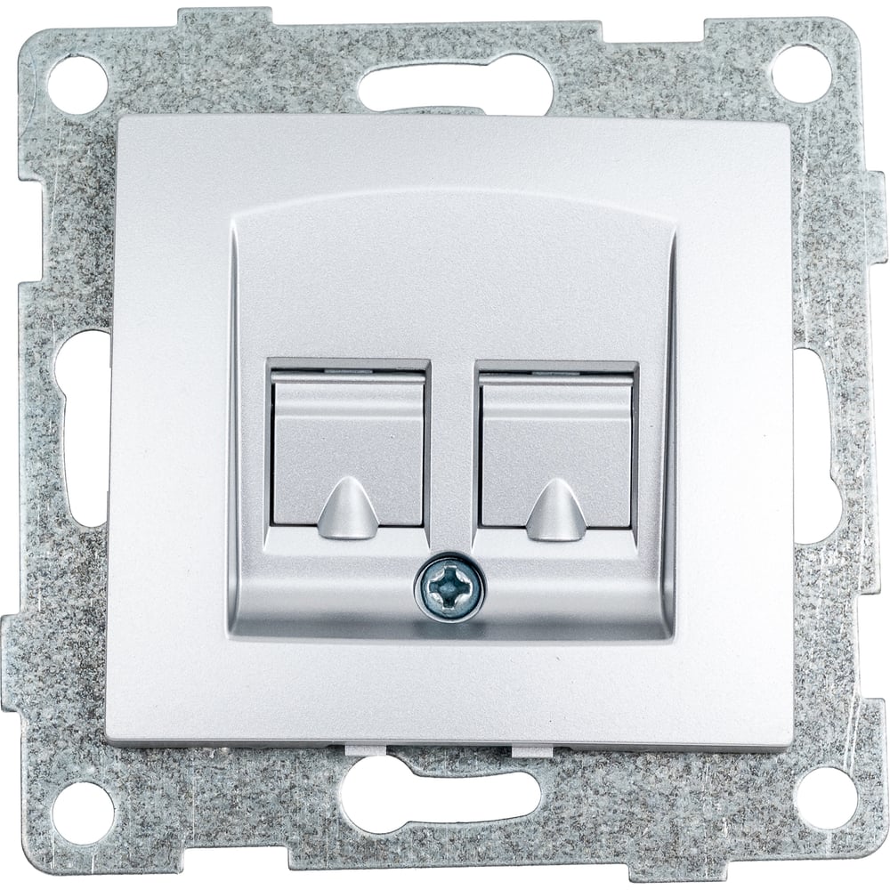 Изображение товара Механизм компьютерной и телефонной розетки GUSI ELECTRIC Bravo RJ45, RJ12, СУ, серебро С10КТ-004