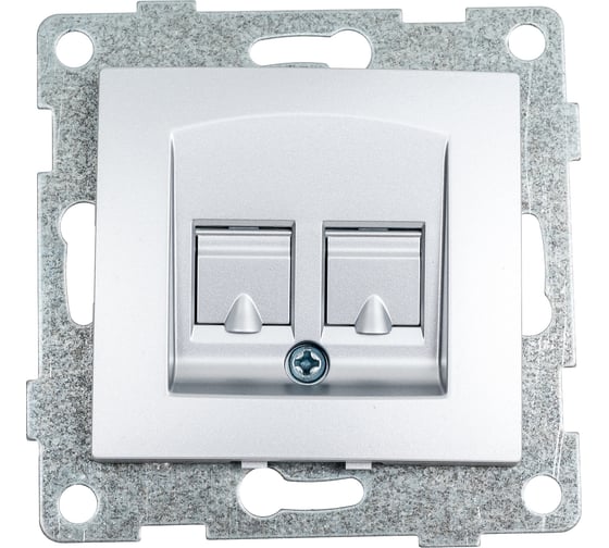 Изображение товара Механизм компьютерной и телефонной розетки GUSI ELECTRIC Bravo RJ45, RJ12, СУ, серебро С10КТ-004