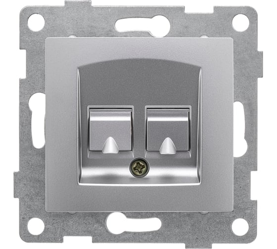 Изображение товара Механизм компьютерной розетки GUSI ELECTRIC Bravo RJ45, двойной, СУ, серебро С10К2-004