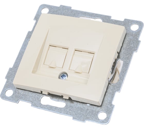 Изображение товара Механизм компьютерной и телефонной розетки GUSI ELECTRIC Bravo RJ45, RJ12, СУ, бежевый С10КТ-003