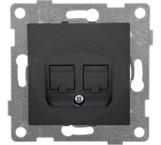 Изображение товара Механизм компьютерной и телефонной розетки GUSI ELECTRIC Bravo RJ45, RJ12, СУ, графит С10КТ-010