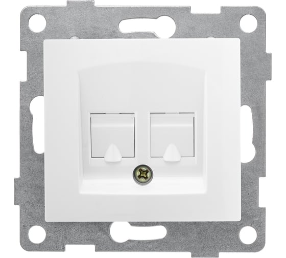 Изображение товара Механизм компьютерной и телефонной розетки GUSI ELECTRIC Bravo RJ45, RJ12, СУ, белый С10КТ-001