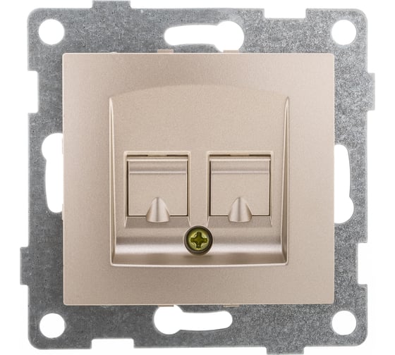 Изображение товара Механизм компьютерной и телефонной розетки GUSI ELECTRIC Bravo RJ45, RJ12, СУ, шампань С10КТ-027