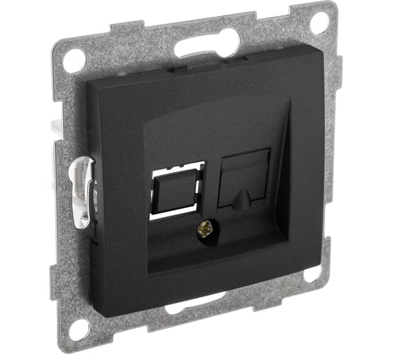 Изображение товара Механизм телефонной розетки GUSI ELECTRIC Bravo RJ12, одинарной, СУ, графит С10Т1-010