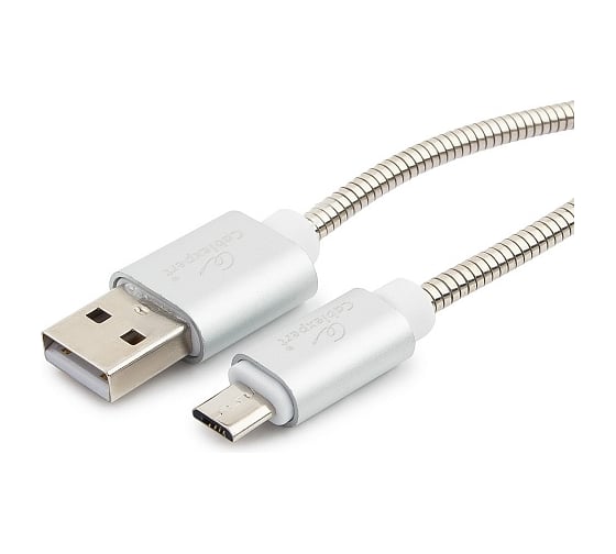 Изображение товара Кабель Cablexpert, USB 2.0 AM/microB, серия Gold, длина 1.8 м, серебро, блистер, CC-G-mUSB02S-1.8M
