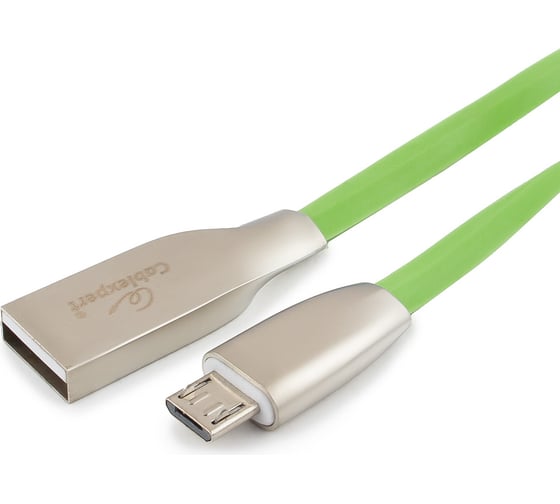 Изображение товара Кабель USB 2.0 Cablexpert, AM/microB, серия Gold, длина 1м, блистер, зеленый CC-G-mUSB01Gn-1M