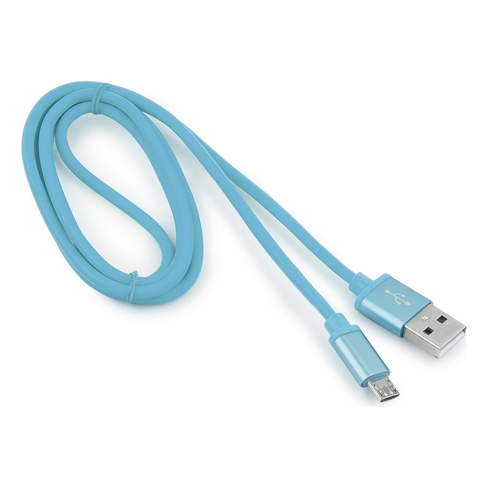 фото Кабель usb 2.0 cablexpert, am/microb, серия silver, длина 1м, блистер, синий cc-s-musb01bl-1m