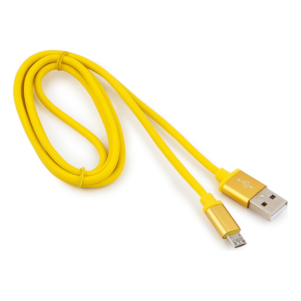 фото Кабель usb 2.0 cablexpert, am/microb, серия silver, длина 1м, блистер, желтый cc-s-musb01y-1m