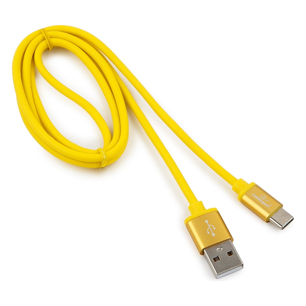 фото Кабель usb 2.0 cablexpert, am/type-c, серия silver, длина 1м, блистер, желтый cc-s-usbc01y-1m