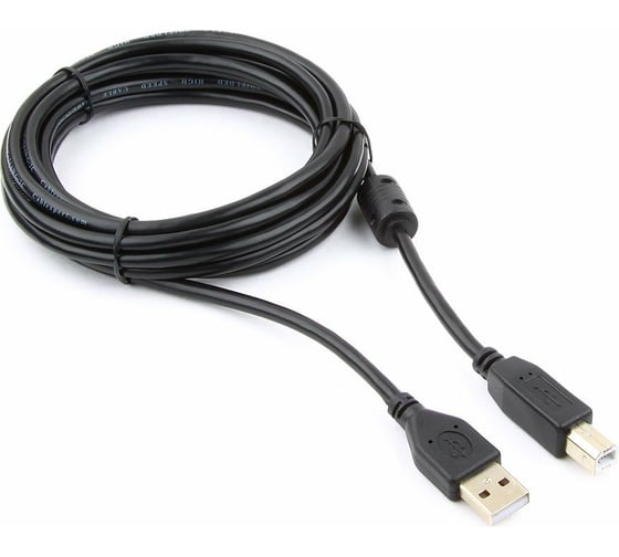 Изображение товара Кабель USB 2.0 Pro Cablexpert, AM/BM, 3м, экранировка, ферритовые кольца, пакет, черный CCF-USB2-AMBM-10