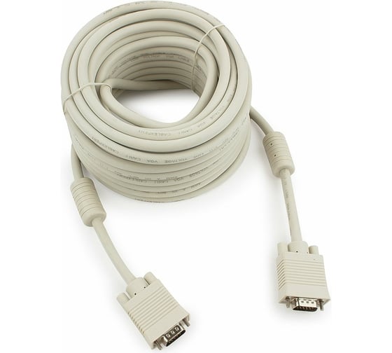 Изображение товара Кабель VGA Premium Cablexpert, 15M/15M, 15м, двойная экранировка, ферритовые кольца, пакет CC-PPVGA-15M