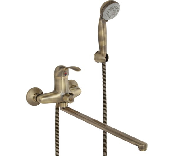 Изображение товара Смеситель для ванны Veragio GRAZIA монокомандный, с изливом L40 см и ручным душем, бронза VR.GRA-3505.BR