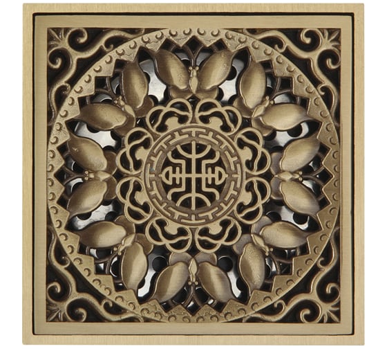 Изображение товара Сливной трап Veragio Canyon 40, с декоративной решеткой 100x100 мм, с механическим обратным клапаном, бронза VR.CAN-2045.BR