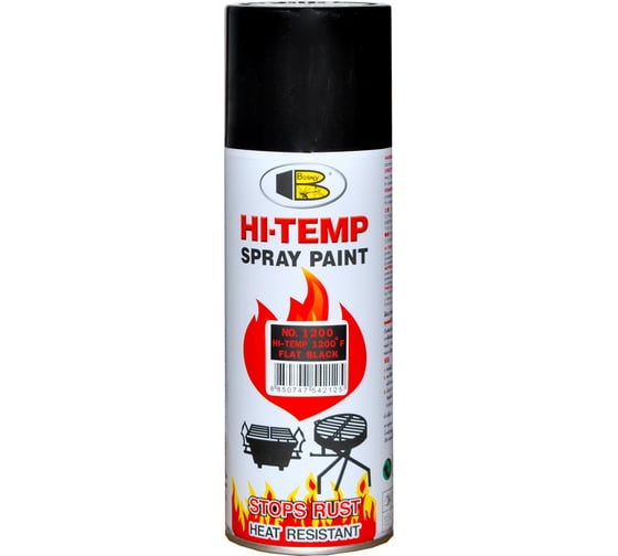 Изображение товара Аэрозольная краска Bosny до 650С черный матовый 1200