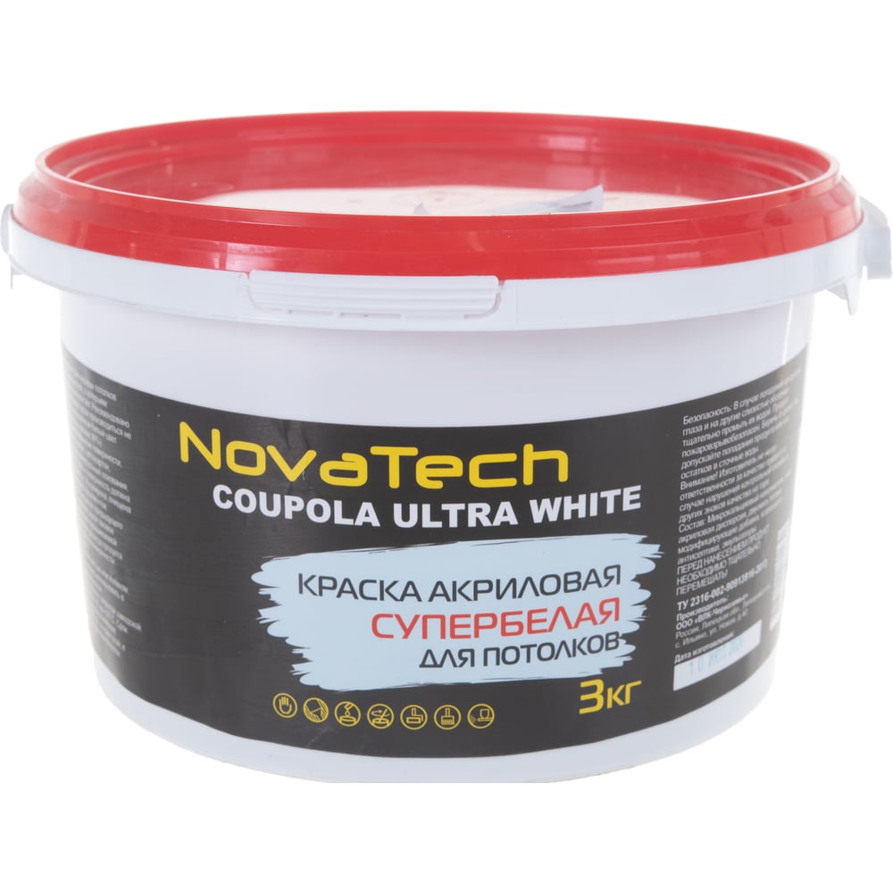 фото Краска novatech coupola ultra white для потолков супербелая 3 кг. 000000336