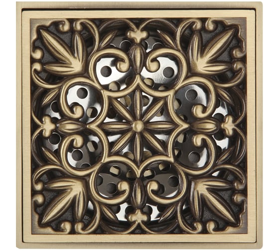 Изображение товара Сливной трап Veragio Canyon 40, с декоративной решеткой 100х100 мм, с механическим обратным клапаном, бронза VR.CAN-2047.BR