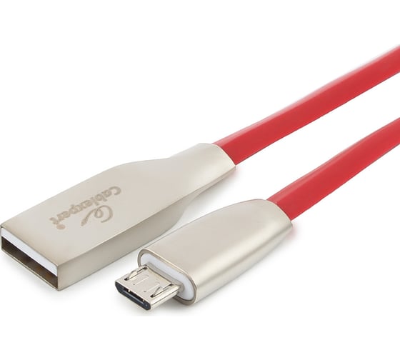 Изображение товара Кабель USB Cablexpert USB 2.0 AM/microB, серия Gold, длина 1м, блистер, красный CC-G-mUSB01R-1M