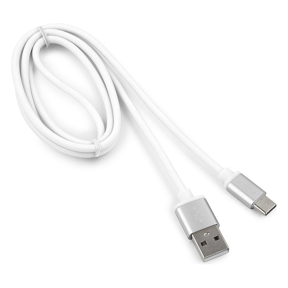 фото Кабель usb cablexpert usb 2.0 am/type-c, серия silver, длина 1м, блистер, белый cc-s-usbc01w-1m