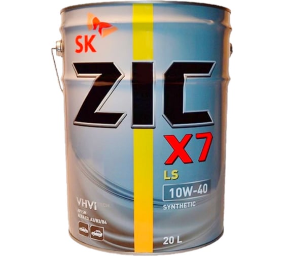 Изображение товара Масло синтетическое (X7 LS; 10w40; SN/CF; 20 л; A3/B3, A3/B4, C3) для легковых авто ZIC 192620