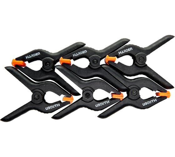 Изображение товара Набор струбцин HARDEN 150 мм, пружинные, 6 шт 600356