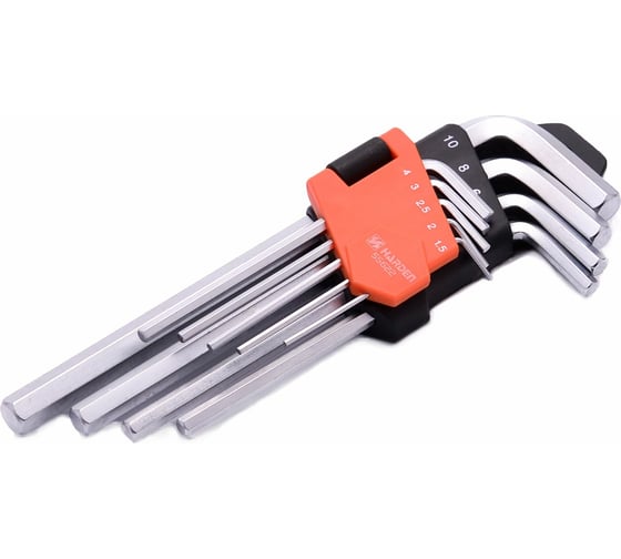 Изображение товара Набор имбусовых ключей HARDEN шестигранные HEX, 18 см, CRV, 9 шт. 540605