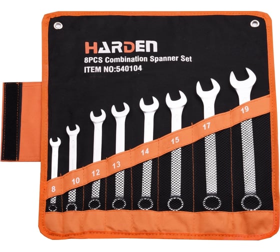 Изображение товара Набор комбинированных ключей HARDEN CRV, 8 шт 540104