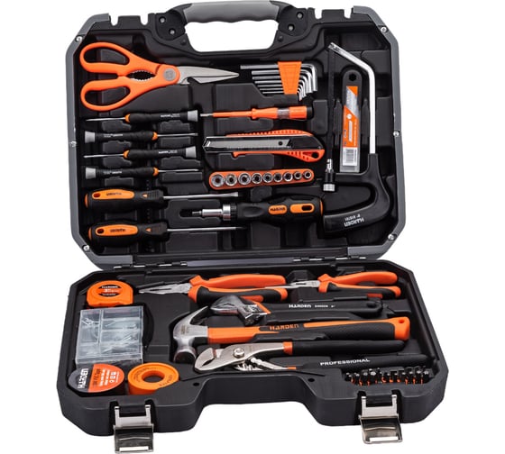 Изображение товара Слесарно-монтажный набор инструментов HARDEN универсальный, 63 пр. 511012
