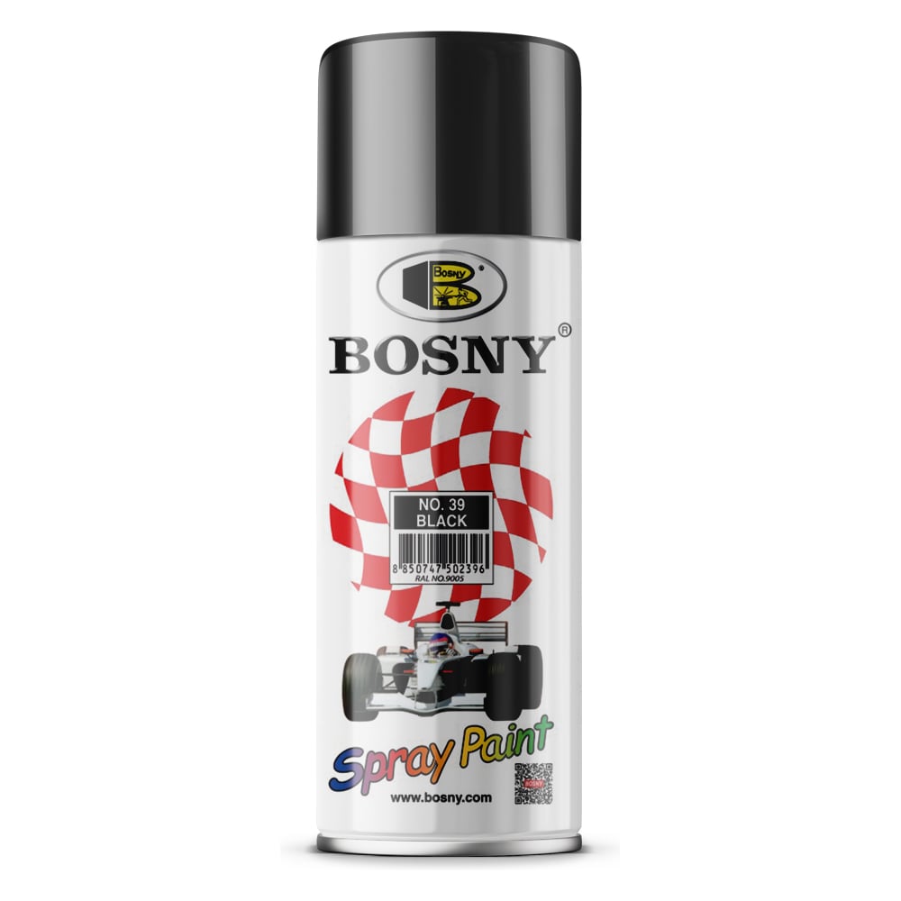 Изображение товара Универсальная глянцевая краска Bosny RAL9005 черный аэрозоль 520 мл