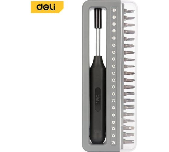 Изображение товара Набор прецизионных отверток Deli DL241041 40 бит, сталь S2 + Cr-V, пластиковый кейс 147039
