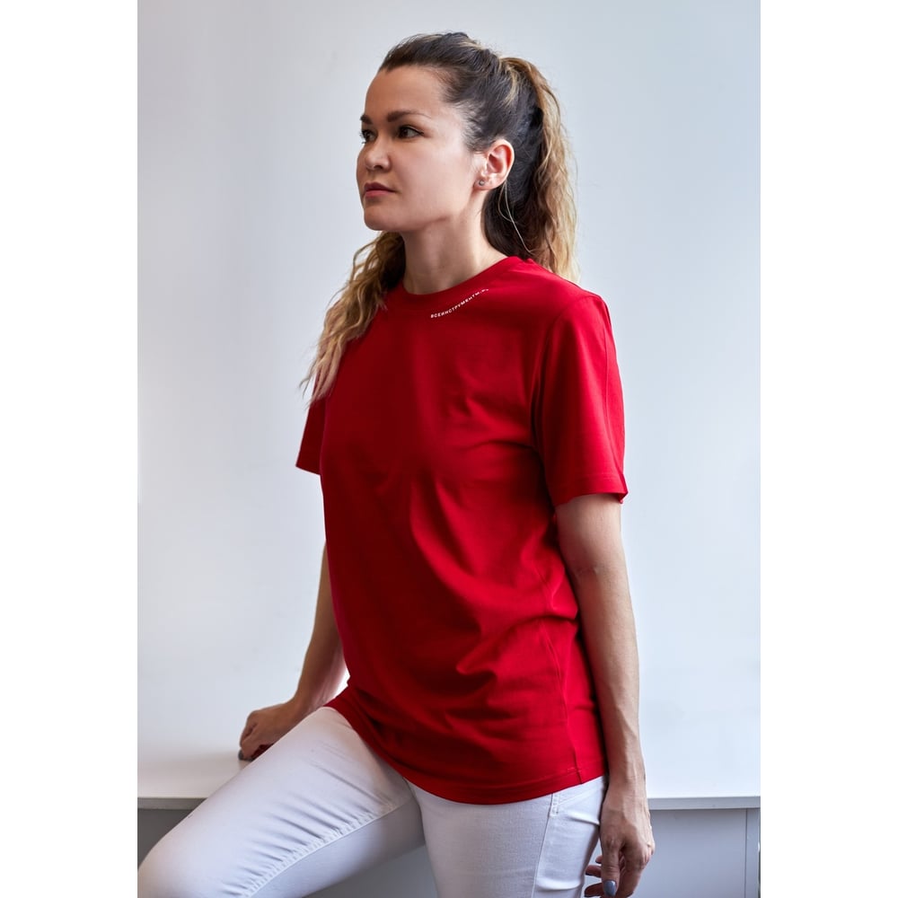 Изображение товара Футболка Минимализм красная 2XL из 100% хлопка для повседневной носки