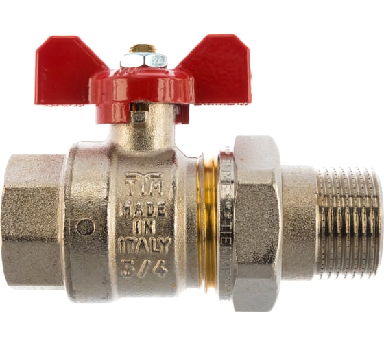 Изображение товара Шаровой кран Tiemme НВ, с разъемным соединением для коллектора, 3/4", красная бабочка 2120001