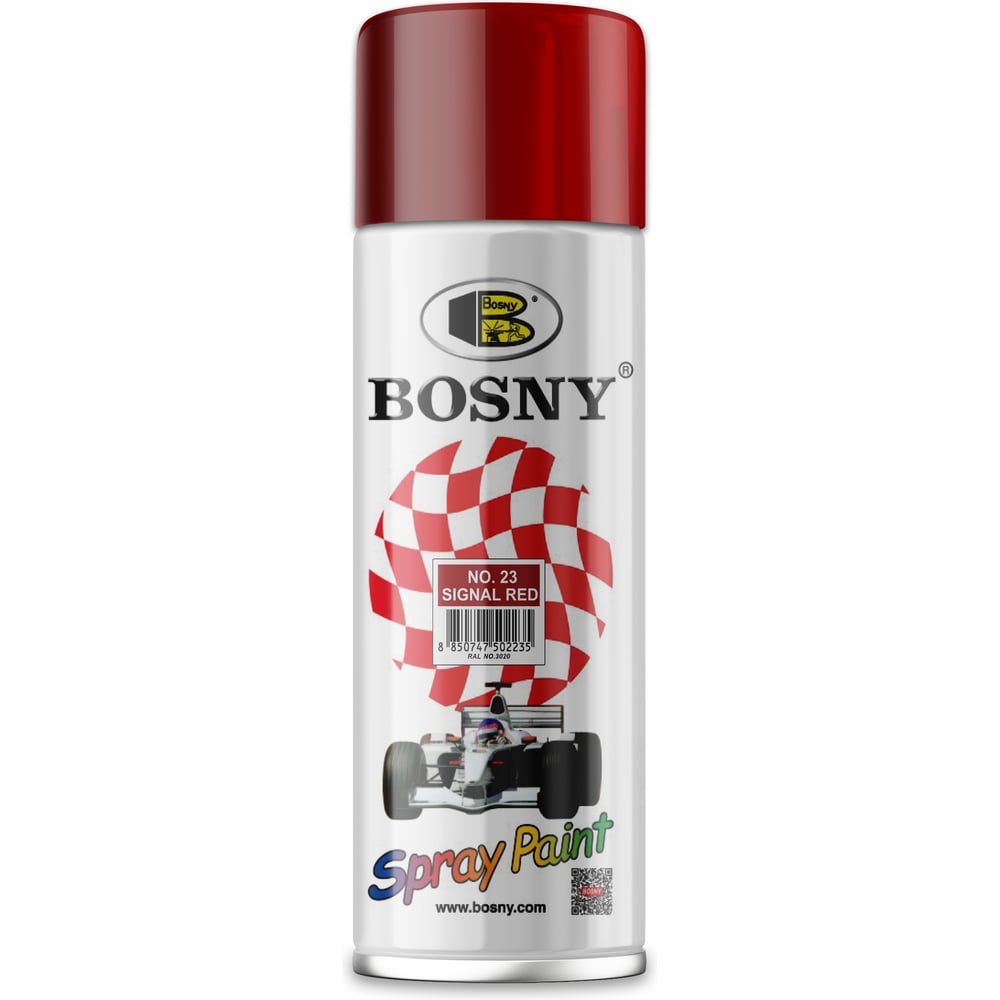Изображение товара Универсальная краска Bosny RAL3002 в аэрозольной упаковке 0.520 л