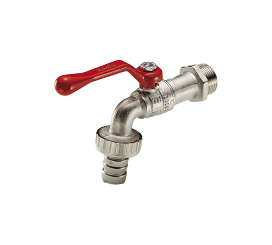 Изображение товара Сливной шаровой кран Tiemme Eolo со штуцером, В, 3/4", красный рычаг 2500003