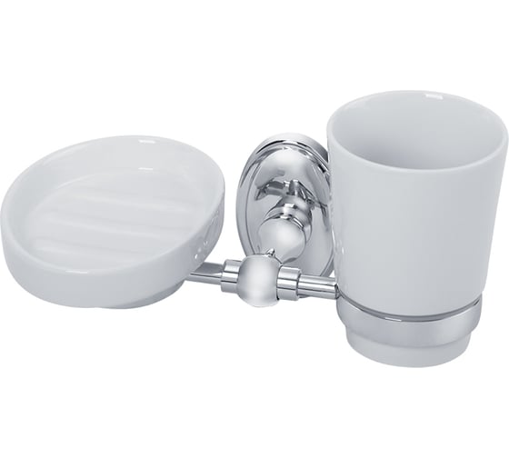Изображение товара Настенный стакан с мыльницей Veragio BONJOUR хром/керамика VR.BNR-7843.CR