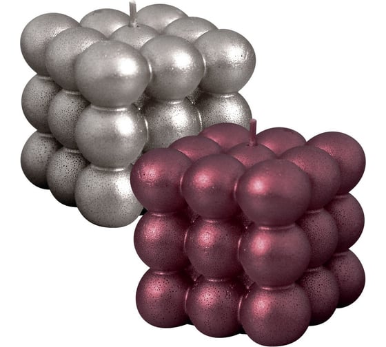 Изображение товара Свеча декоративная МУЛЬТИДОМ "Куб-пузырьки большой", 6x6х6 см 2цв МС5-119