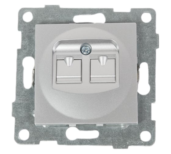 Изображение товара Механизм компьютерной и телефонной розетки GUSI ELECTRIC Ugra RJ45, RJ12, СУ, серебро С11КТ-004