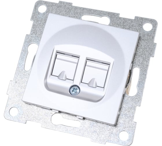 Изображение товара Механизм телефонной розетки GUSI ELECTRIC Ugra RJ12, двойной, СУ, серебро С11Т2-004
